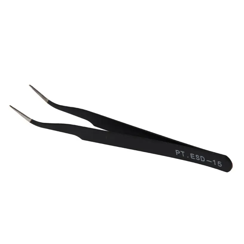 

Tweezers Good Quality 1PC Black Precision Tweezer Antistatic Tweezers Stainless Tweezers Model 15 Drop Shipping