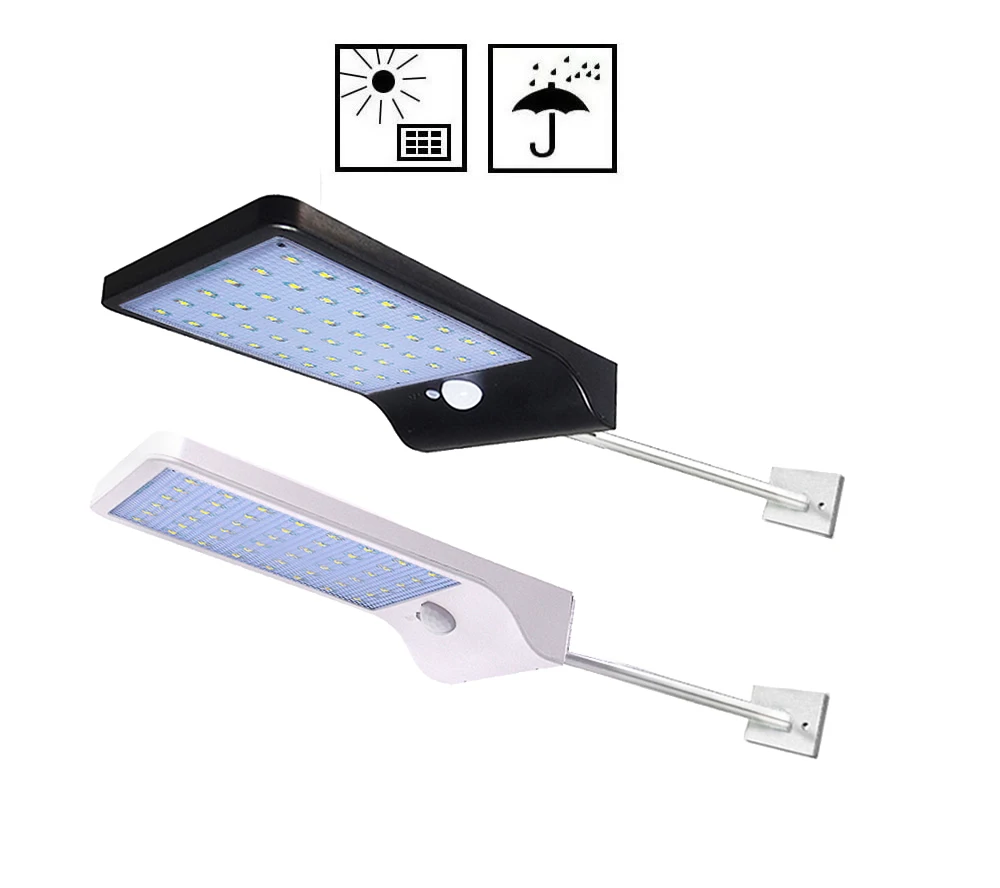 

Aluminum pole rotate solar street light 36/48 LED Solar Light Three Modes Black White Waterproof lamp bulb new security lamp for