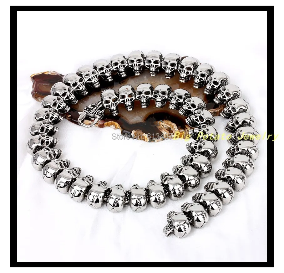 

25.6"(65cm)*24mm 420g New Style Hot Fashion 316LStainless Steel Silver Highly Polished Skeleton Link Chain Men's&Boy's Necklaces