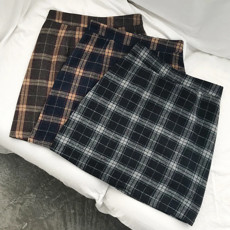 Najtaniej Damskie spódnice na co dzień japoński Kawaii Ulzzang Vintage Plaid wysokiej talii spódnica linii kobiet koreański odzież w stylu harajuku dla kobiet