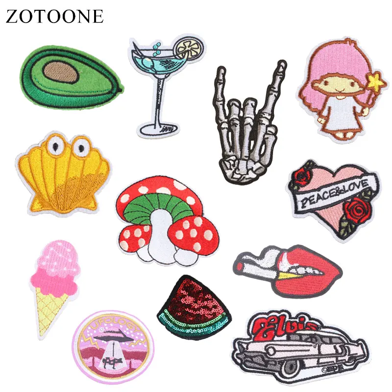 

ZOTOONE Avocado Patches Ice Cream Stickers Diy Iron on Clothes Heat Transfer Applique Embroidered Applications Cloth Fabric G