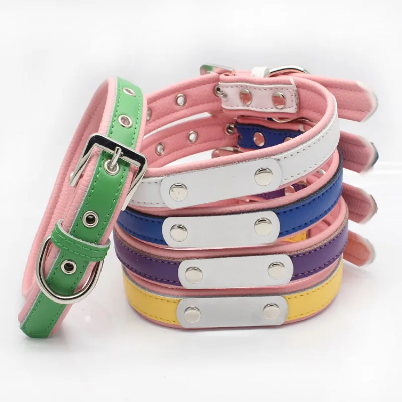 

Personalized Dog Collar PU Leather Adjustable Dog Basic Collars For Small Medium Large Pet Dogs Cats