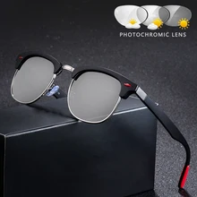 RFOLVE, фотокромные линзы, поляризационные солнцезащитные очки, мужские, классический дизайн, винтажные, круглые, солнцезащитные очки, для путешествий, УФ, полуоправа, мужские, Gafas RX95
