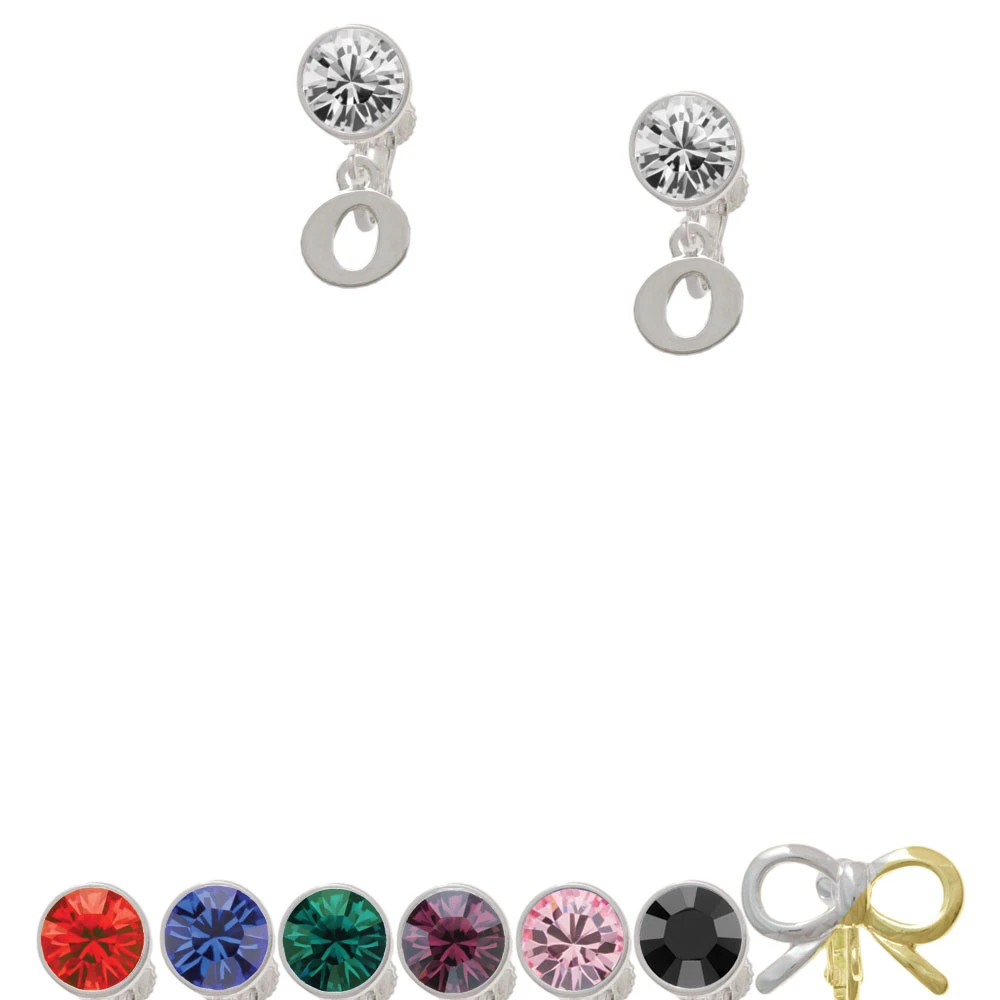 Small Initial - O - Crystal Clip On Earrings