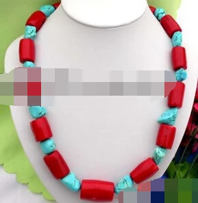 

FREE SHIPPING>>@> A784 BIG 25" nature red coral baroque turquoise necklace