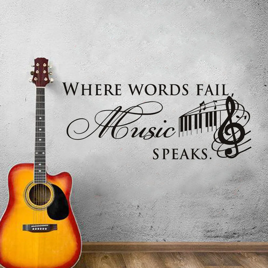 Виниловая настенная наклейка Where Words Fall музыка говорит музыкальные символы