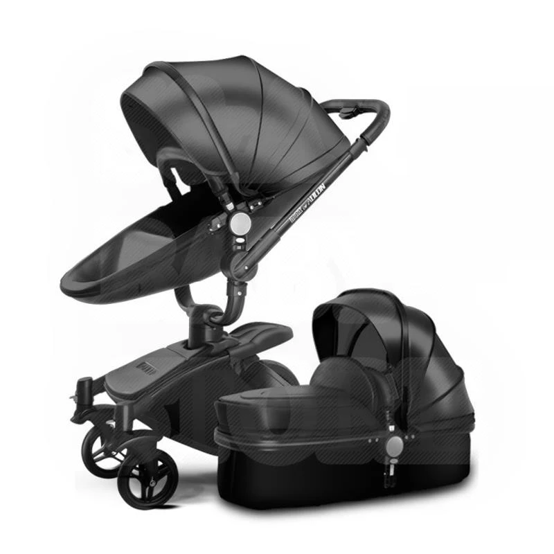Aulon/Милая Роскошная детская коляска 3 в 1 высокая land-scape модная коляска европейский дизайн коляска на - Цвет: Aulon  black 2pcs