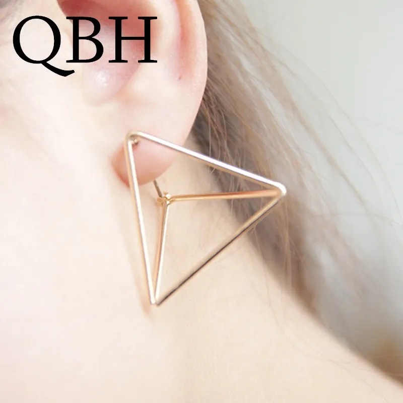 

EK175 European Fashion Exaggerated 3D Triangle Hollow Cubic Stud Earrings for Women Party Sexy Club Jewelry Bijoux Punk Brincos