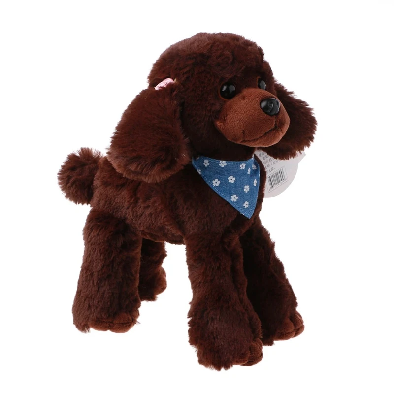 Плюшевые игрушки для собак с рисунком пуделя для женщин высокое моделирование подарки для детей кукла прекрасный шарф Sep6-B - Цвет: Dark Brown