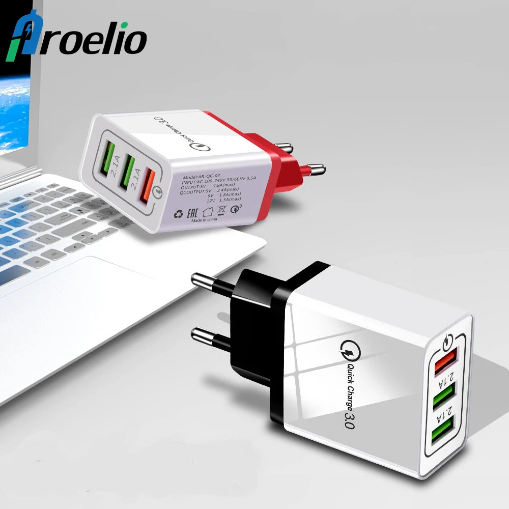 

Proelio Quick Charge QC 3.0 Fast Charge Multi USB Charger For iPhone 6 7 8 Plus X Portable Phone Wall Charger Adapter For Xiaomi