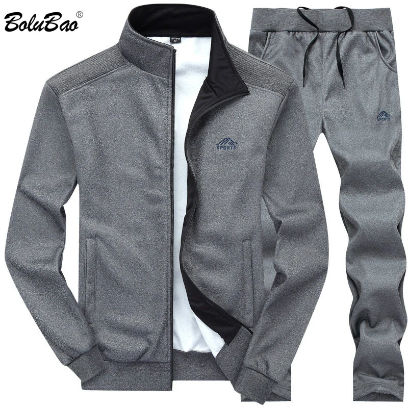 Koop BOLUBAO Mannen Trainingspakken Effen Kleur Sportkleding 2019 Herfst mannen Jas + Broek Trainingspak Mannelijke Sweatshirt Toevallige 2 Delige Set
