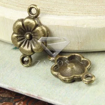 

100Pcs Antique Brass 17.5x10x2mm Flower Links Zinc Alloy Jewellry Making Findings Wholesale TS0219-4