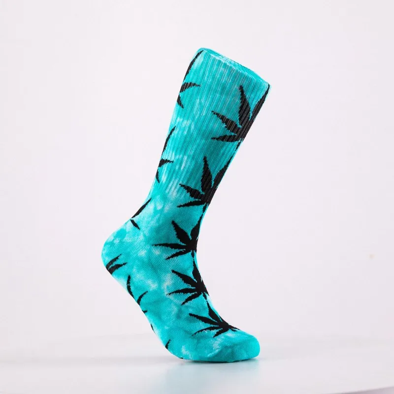 Высокого качества окрашенный вручную клен носки с листьями модные длинные носки с травой Для мужчин скейтборд носки для HipHop Meias Для женщин парные носки 1 пара - Цвет: 01