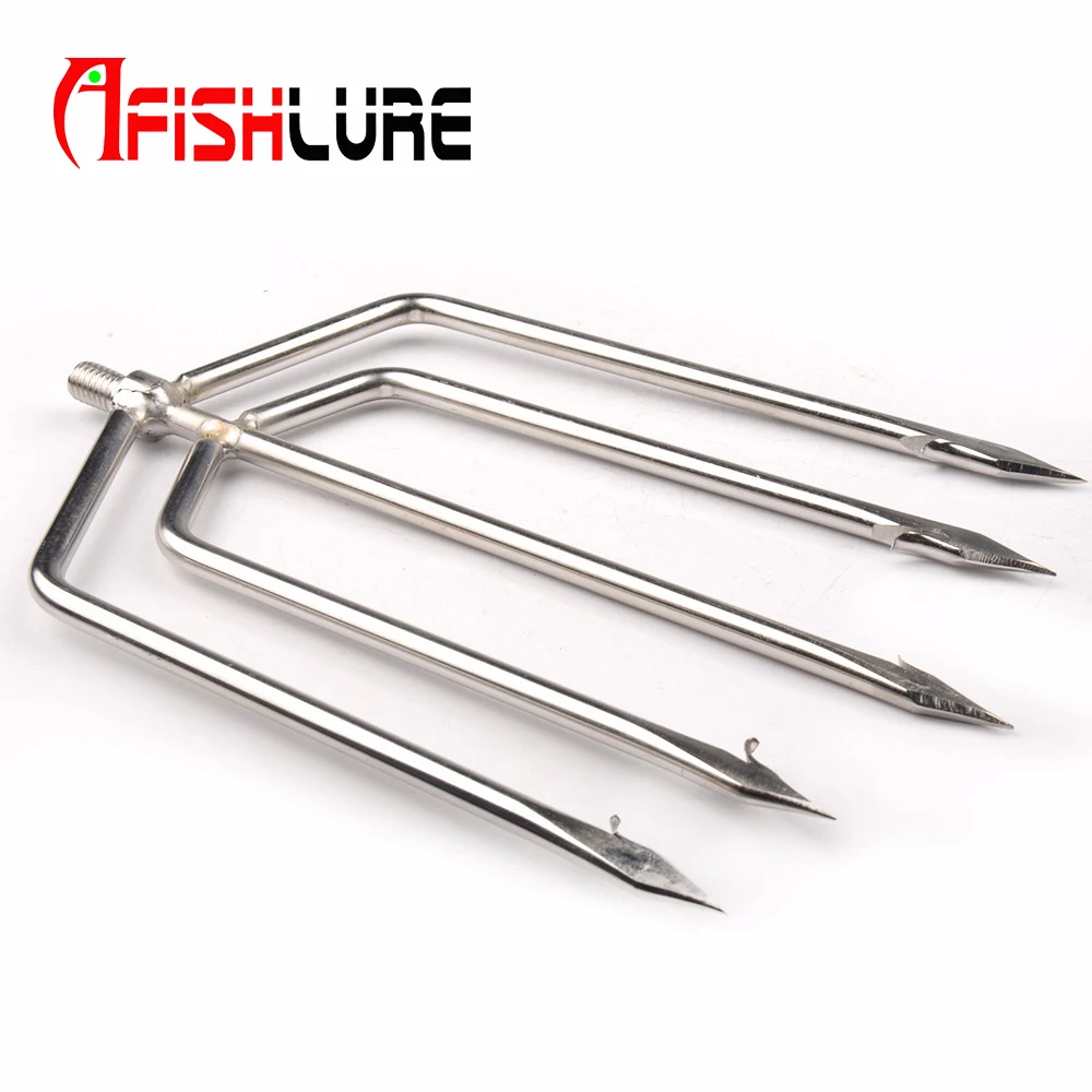 

18.6*12 cm Stainless Steel Fishing Spear 5 Prong Spearhead Fork Harpoon Tip with Barbs Diving Spear Gun 8 mm Head Fishing Tool