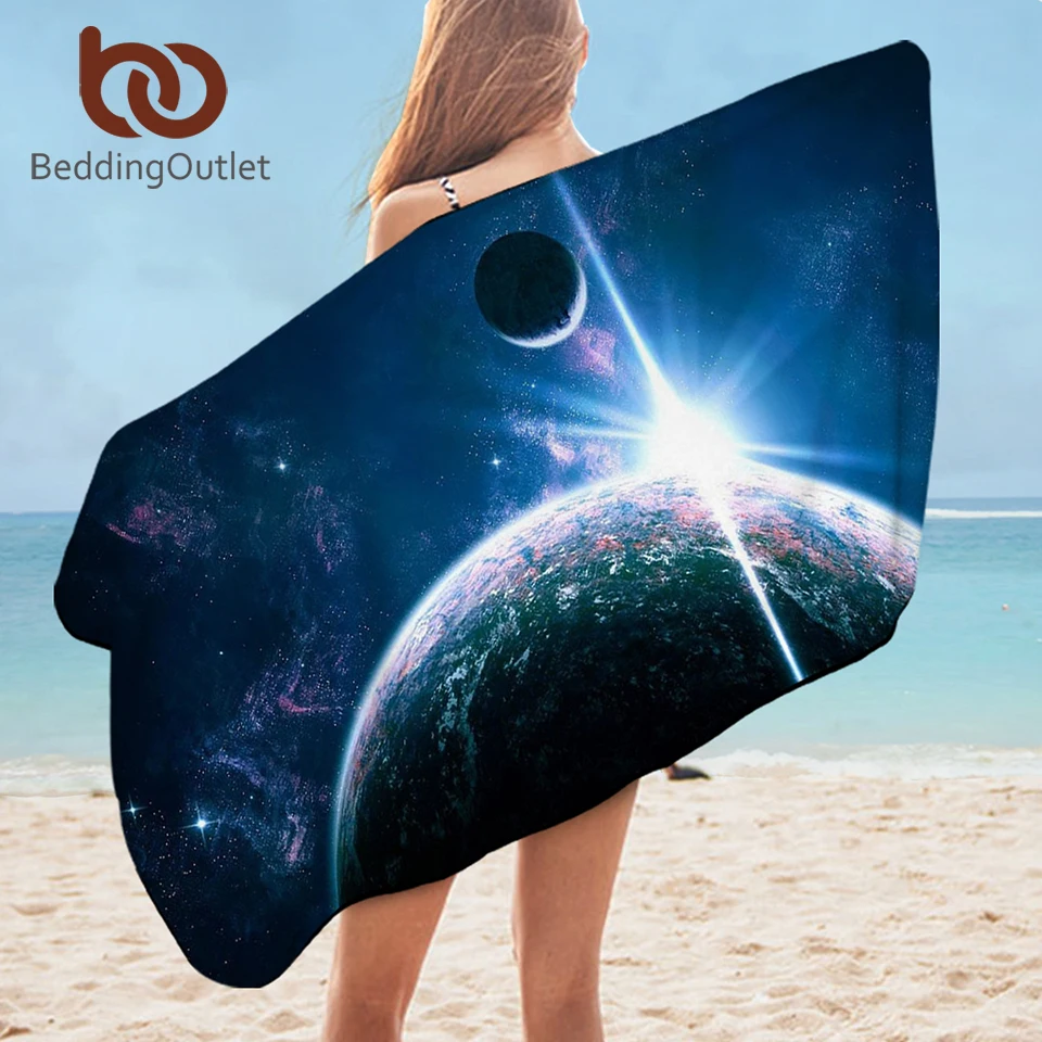 

BeddingOutlet Galaxy Bath Towel Bathroom 3d Close to Galaxy Beach Towel Universe Planet Microfiber Shower Towel Hot Sale 75x150