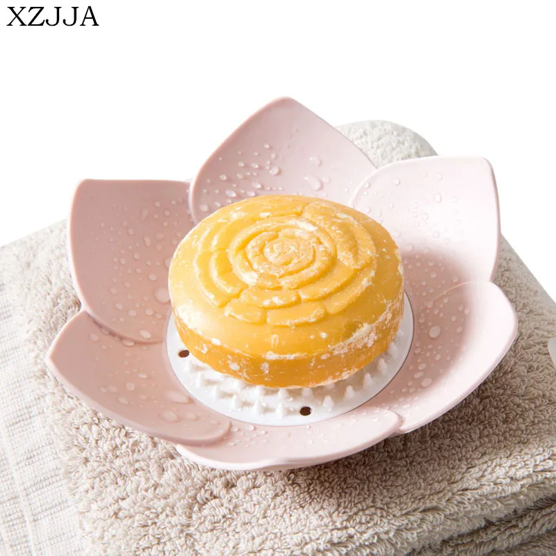 

XZJJA Creative Flower-shaped Soap Box Sponge Rack Bathroom Soap Organizers Bathroom Kitchen Accessories