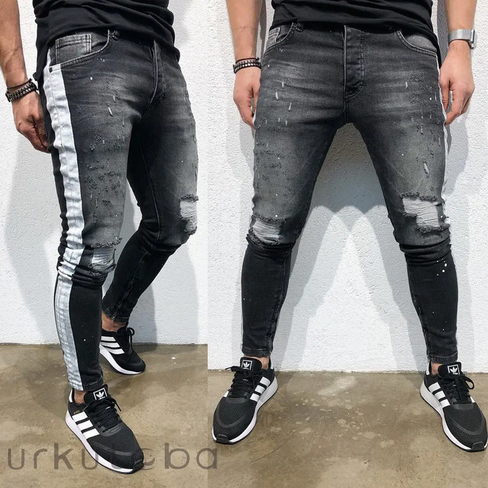 Hirigin 4 Style Mens Jeans Fear Of God New Slim Pnecil Denim Pants Stretch Boys Jeans Hombre Baker Streetwear Plus Szie Jeans