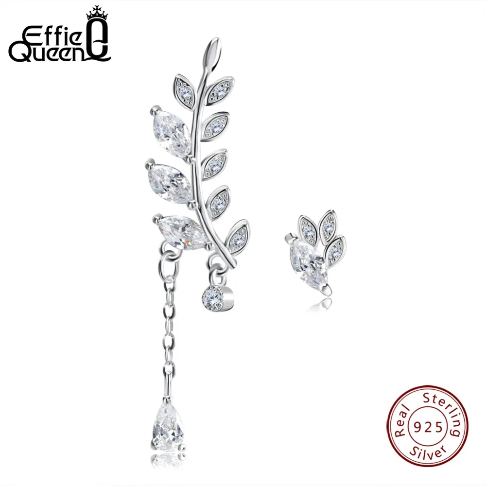 

Effie Queen 925 Silver Earrings for Women New Trendy Irregular Leaf Design 925 Sterling Silver Stud Party Earrings Jewelry BE06