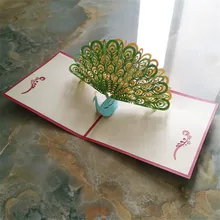 Винтажные 3D всплывающие карты Бумага лазерная резка пользовательские поздравительные открытки Павлин счастливые открытки на день рождения для влюбленных спасибо cardsr