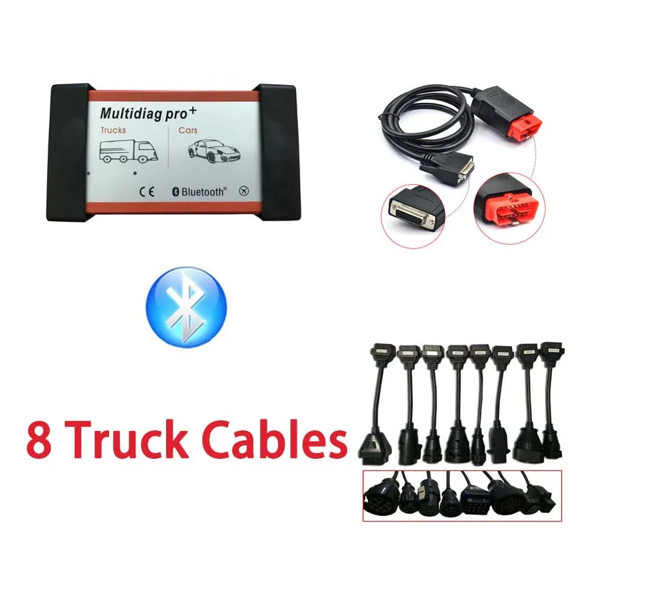 

2018 Universal Multidiag Pro+ Full set 8 truck cables 2016.R0 Software VD TCS CDP PRO obd2 bluetooth Auto Scanner obd Diagnostic
