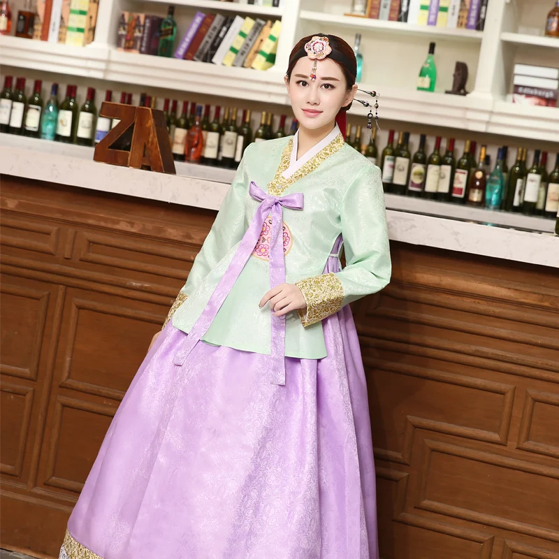 Корейский Традиционный ханбок платье для женщин Корейский дворец Свадебный костюм этнический танец меньшинств Костюм Древний Азиатский платье косплей 90 - Цвет: picture color