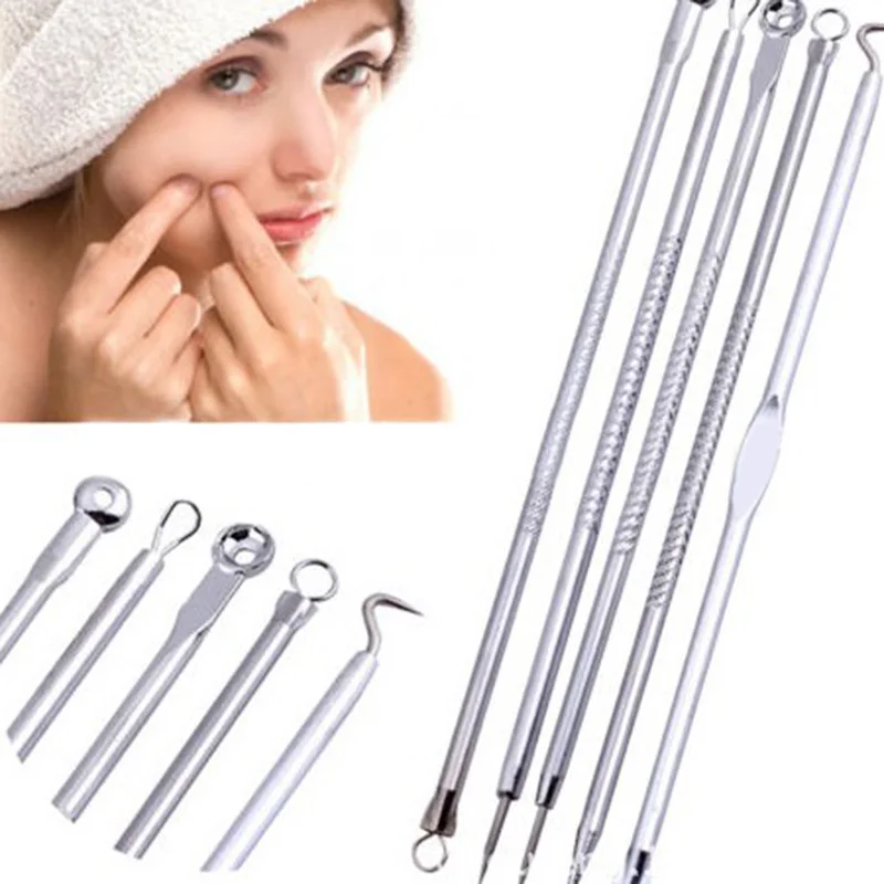 5pcs/set Face Skin Care Tools Stainless Steel Blackhead Pimple Blemish