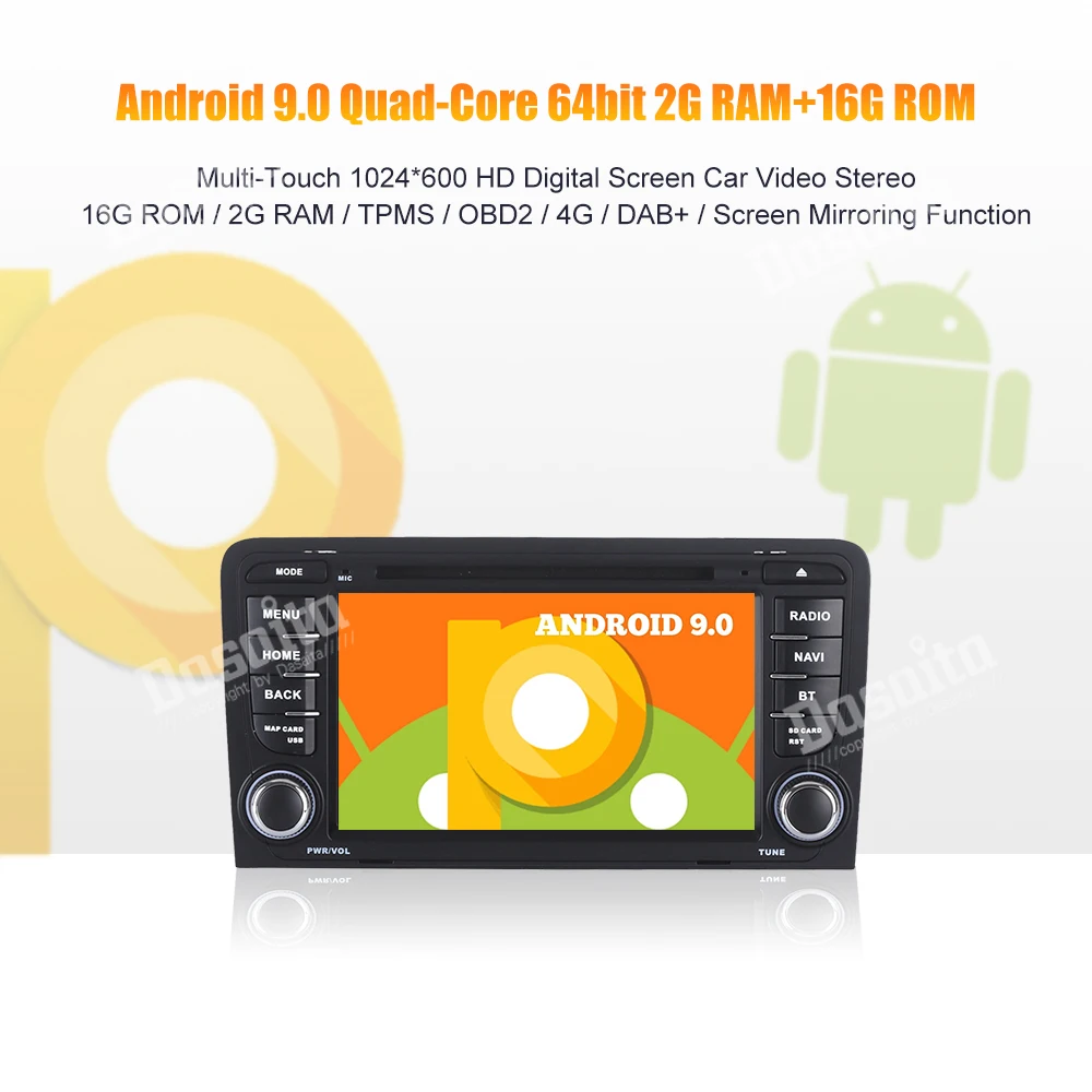 Perfect Android 9.0 Car 2 din Stereo for Audi A3 (2003-2013) Audi S3 2003 -2011 GPS Car Radio 7" IPS Multi Touch Screen 0