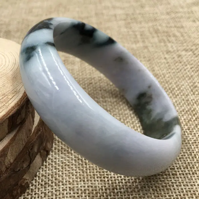 

59mm Certified Grade "A" Natural Green Jadeite Jade Gems Bracelet Bangle 043604