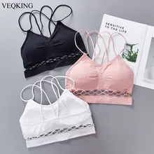 Спортивные бюстгальтеры VEQKING с перекрестной спинкой, бюстгальтер для йоги с вырезами, A-C Для Бега Спортзала фитнеса, укороченный Топ для женщин, спортивный пуш-ап
