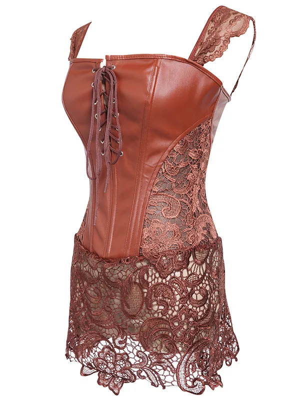 Leather Corset Bondage Cinta Modeladora Lace Corset Dress Corpete Gothic Clothing Latex Corset Steampunk Clothing Plus Size 6XL (8)