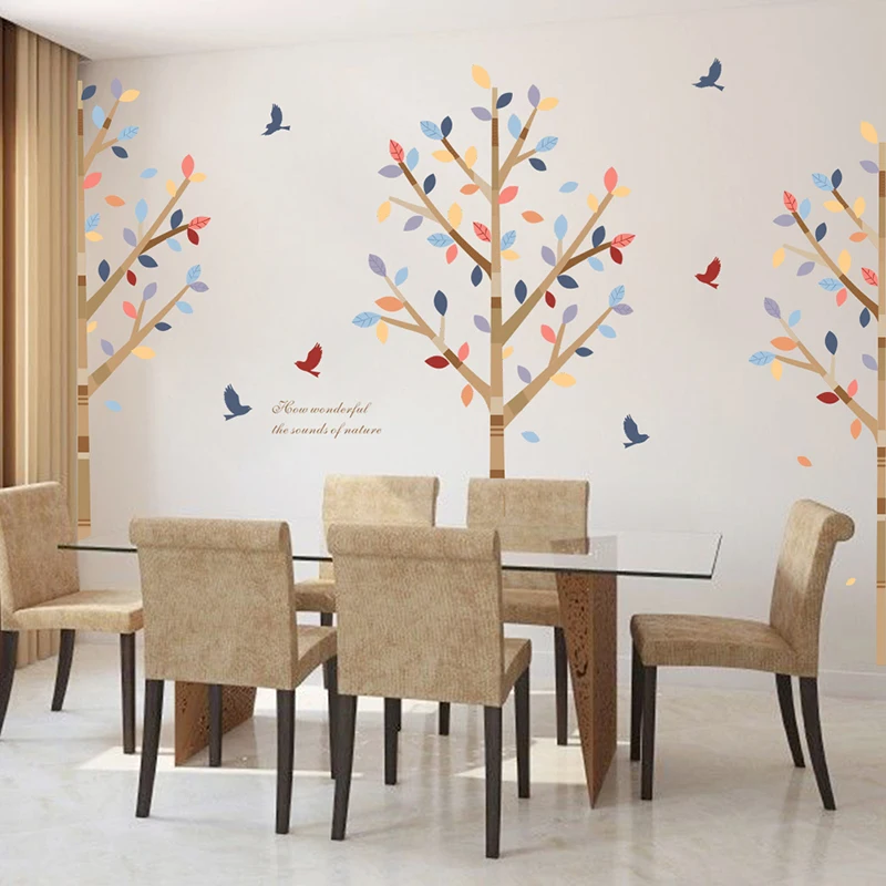 Nature Forest Bird Tree Wall Stickers Restaurant Cafe Living