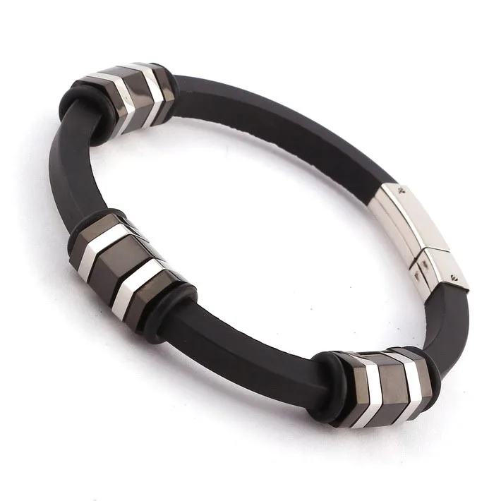 2017 Fashion Designer Unique Bracelets For Cool Men Boy Simple Style 2017 Fashion Designer Unique Bracelets For Cool Men Boy Simple Style Stainless Steel Mens Black Rubber Bracelet In Bangles From Jewelry Accessories On