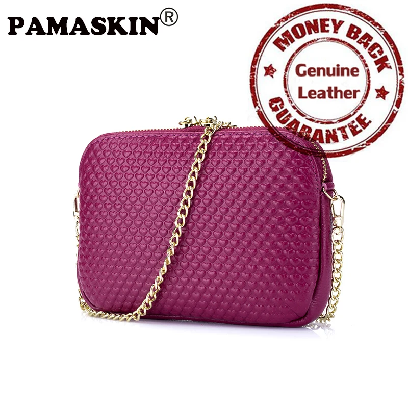 

Premium Genuine Leather Heart Pattern Feminine Geometric Messenger Bag Brand Designer Multi-function Women Day Clutches 2017