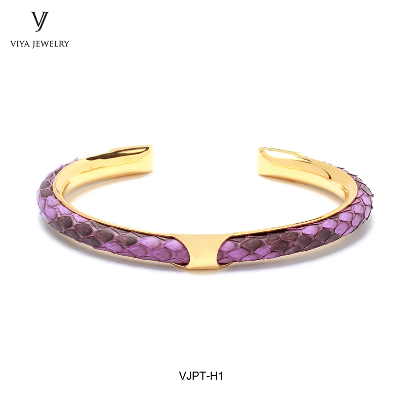 2018 new python leather Bangle C shape simple python design for men bracelet (54)