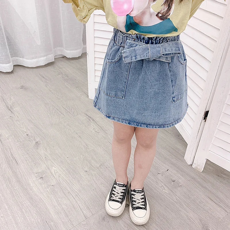 Baby Girls Jeans Skirt 2019 New Summer Spring Denim Blue A-line Bowknot High Waist Skirt Toddler Clothes Fashion Kids Skirts