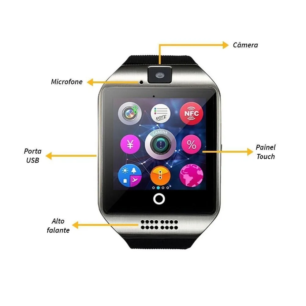 Q18 Смарт-часы с сенсорным экраном с большой батареей поддержка TF sim-карты камера фитнес-трекер спортивные часы для Android