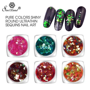 

Saviland 12 Colors DIY Glitter Round Sequins Laser Nail Art Tools Mix Sizes Paillettes Chameleon Unicorn Nail Glitter Tips
