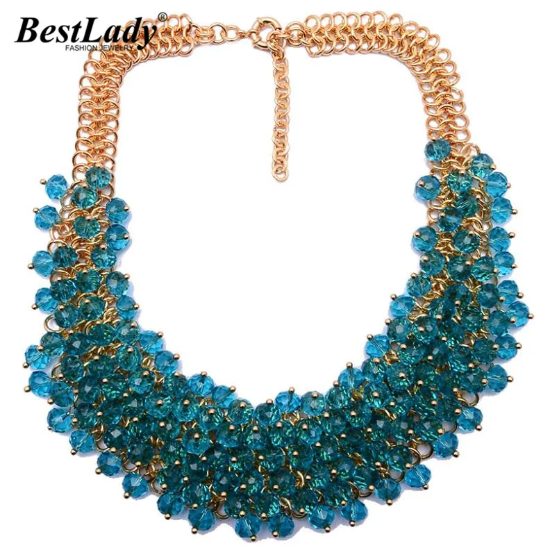 Ceny Najlepsza pani kobiet oświadczenie luksusowe w stylu Vintage kryształ kolorowe klejnot naszyjnik i wisiorki dobrej jakości Hot kołnierz naszyjnik biżuteria B333