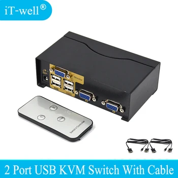 

2 Port USB Kvm Switch VGA splitter Schalter Adapter Drucker Verbinden Tastatur Maus 2 Computer Verwenden 1 Monitor with cable