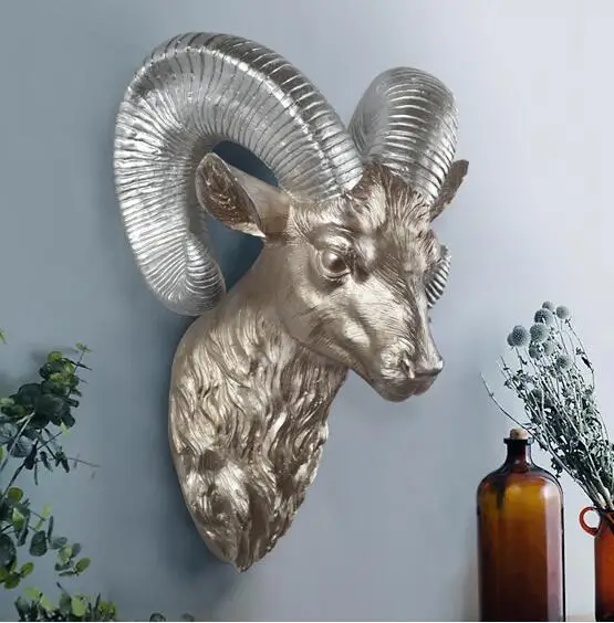 

33*22*21CM Creative three-dimensional animal head mannequin deer wall hanging living room Shield Wedding craft Resin 1PC A328