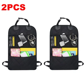 

2PCS Car Seat Back Organizer Storage Bag Auto Seat Backseat Protector Cover Kick Mat Guard Pad For Baby Kids Children Quilted