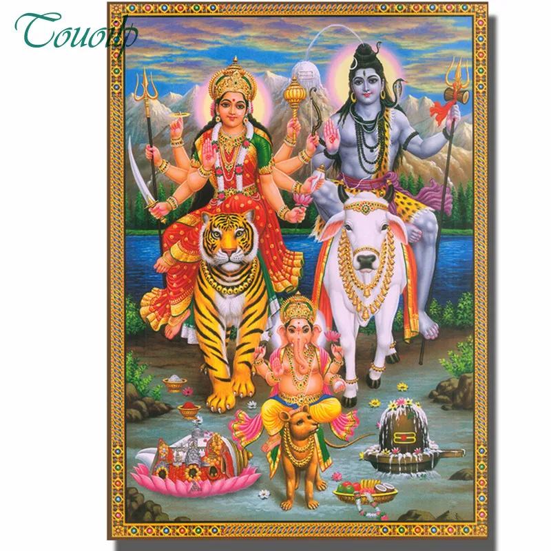 Алмазная вышивка сделай сам Shiva Parvati Ganesha 5D алмазная живопись крестиком 3D мозаика