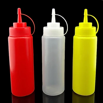 

1Pc 230ml 8OZ Squeeze Bottle Ketchup Tomato Sauce Mustard Soybean Curry Sauce Vinegar Container Z07 Drop Shipping