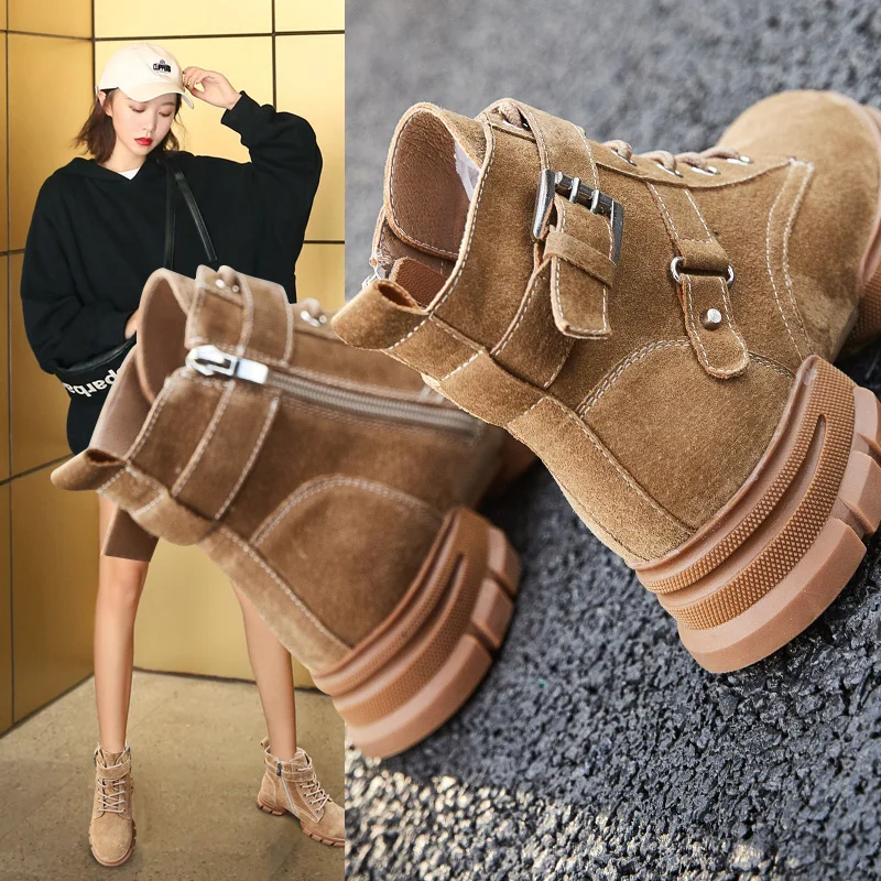 

MYCORON 2018 New Shoes Female English Wind Luxury Product Version Of Women'S Boots Elegant Autumn Boots Cuissarde Femme