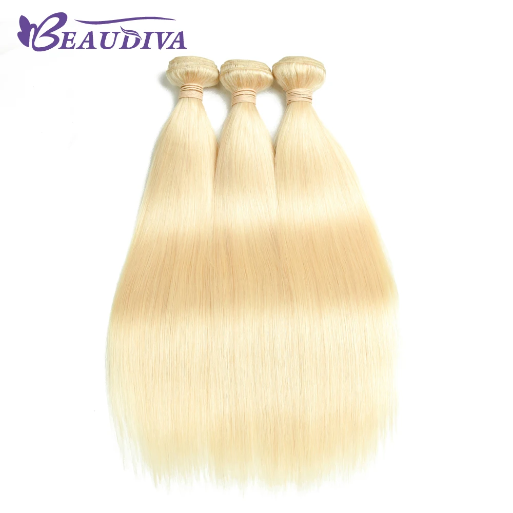 Beaudiva Mongolian Straight Hair 613 Blonde 3 Bundles Remy Hair Weaving 100% Human Hair Extension Bundles Free Ship