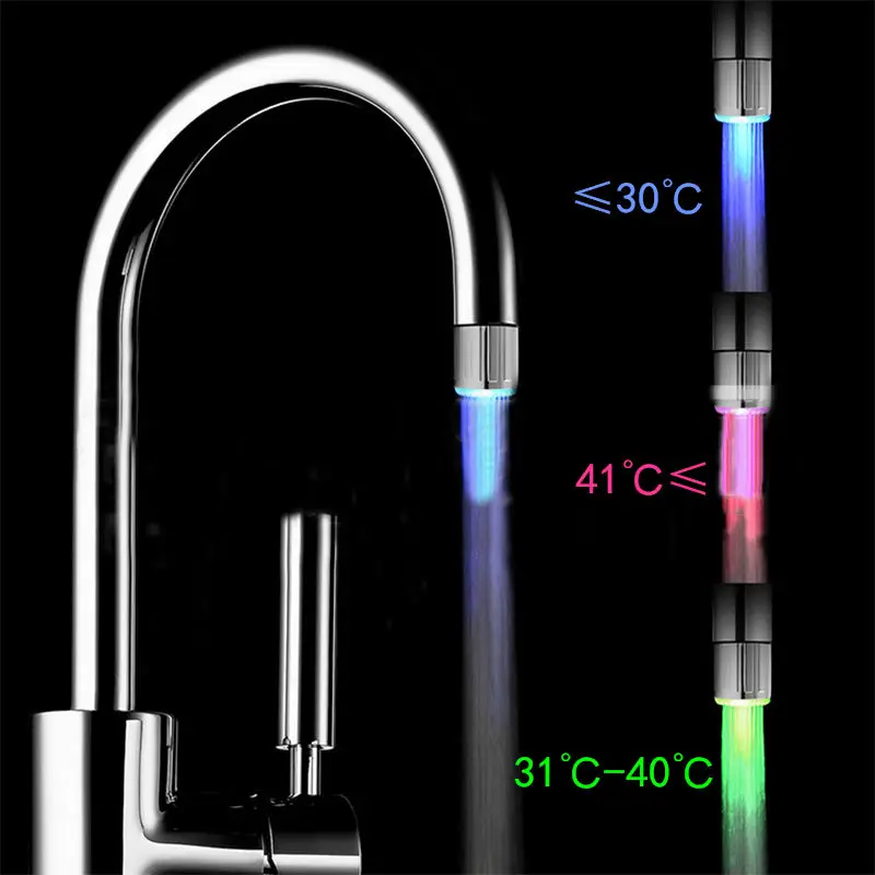 1 шт. светодиодный светильник водопроводный кран с датчиком температуры RGB душевой поток для ванной Душевой кран синий красный цвет изменение цвета - Цвет: Temperature 3 colors