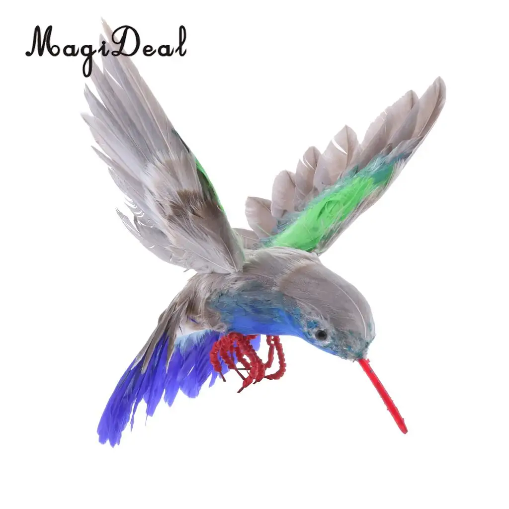 Artificial Feathered Flying Hummingbird Shelf Display Birds Figurines Ornament Crafting Home Decor Supplies 