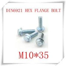 20 UNIDS M10 * 35 Tornillos Hexagonales DIN6921 Brida De Acero Al Carbono Con El Cinc