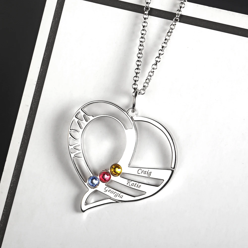 L11 Engraved Custom Names Necklace Personalized Necklace Women 925 Silver Customized Necklace Birthstone Jewelry Family Gift  (4)