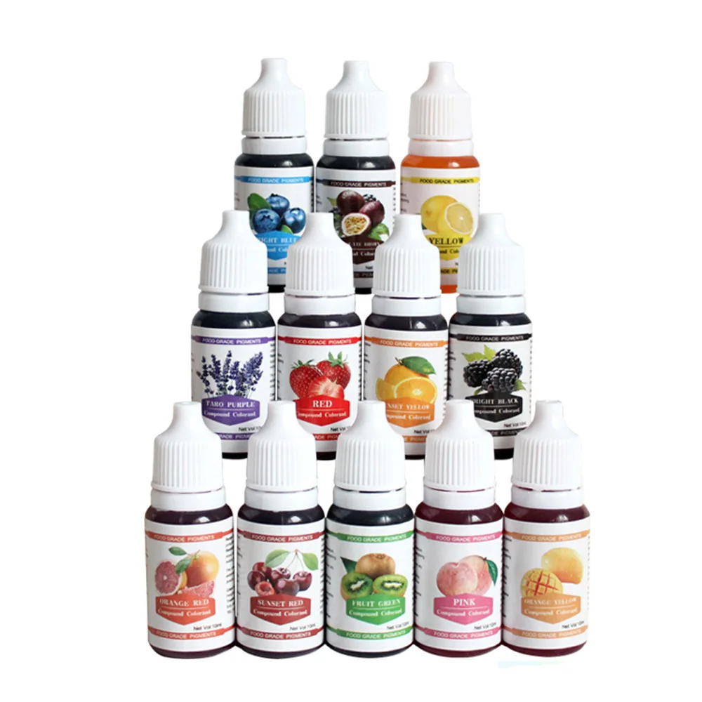 12 colors 10ML Macaron Ice Cream Cake Food Coloring Ingredients Cake Fondant Baking Cake Edible Color Pigment Tools